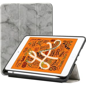 Marmeren textuur patroon horizontale Flip lederen case voor iPad mini 2019  met drie-opvouwbare houder & Pensleuf & slaap/Wake-up functie (grijs)