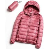 Casual ultra licht witte eend naar beneden jas vrouwen herfst winter warme jas Hooded parka  maat: XXL (roze)