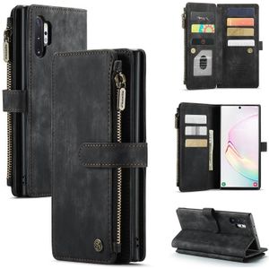 Voor Samsung Galaxy Note10 + Caseme-C30 PU + TPU Multifunctionele Horizontale Flip Leren Case met Houder & Card Slot & Portemonnee & Rits Pocket (Zwart)