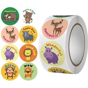 2 stks Kleuterschool Kinderen Cartoon Dier Stickers Gift Verpakking Zak Afdichtingstickers  Grootte: 25mm 500 / Rollen (C7)