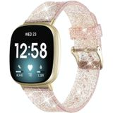 Voor Fitbit versa 3 Glitter Poeder Siliconen Vervanging Strap Horlogeband (Rose Gold)