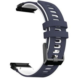 Voor Garmin Fenix 6 tweekleurige siliconenriem horlogeband (middernacht blauw wit)