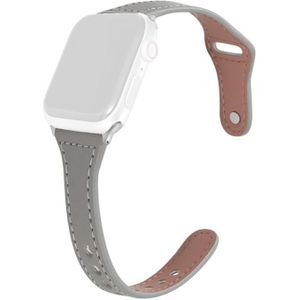 Universele T-vormige dunne omgekeerde gesp lederen horlogeband voor Apple Watch Series 6  SE & 5 & 4 44mm / 3 & 2 & 1 42mm (Grijs)