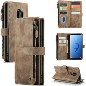 Voor Samsung Galaxy S9 + Caseme-C30 PU + TPU Multifunctionele Horizontale Flip Leren Case met Houder & Card Slot & Portemonnee & Rits Pocket (Brown)