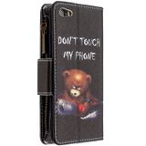Voor iPhone 6s Plus & 6 Plus Gekleurd tekenpatroon Rits Horizontale Flip Lederen case met Holder & Card Slots & Wallet(Bear)