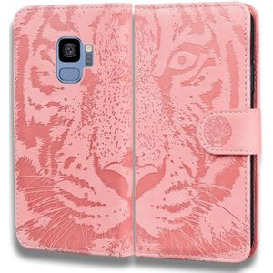 Voor Samsung Galaxy S9 Tiger Embossing Pattern Horizontale Flip Lederen Case met Holder & Card Slots & Wallet(Pink)