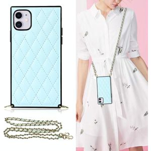 Elegant Rhombic Pattern Microfiber Leather + TPU Shockproof Case met Crossbody Strap-ketting voor iPhone 11