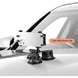 Single Suction Cup Mount Phone Holder with Tripod Adapter & Steel Tether & Safety Buckle (Black)