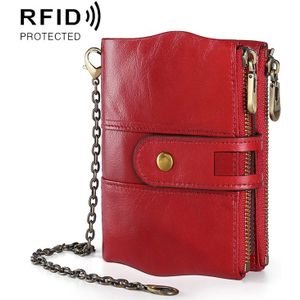 LT3539 koeienhuid lederen rits gesp anti-magnetische RFID portemonnee Clutch tas voor mannen  met kaartsleuven & schouderband (rood)