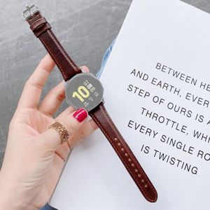 Voor Samsung Galaxy Watch 20mm Smart Watch Universal Dubbelzijdige lederen kleine tailleband (koffie)