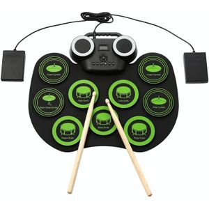 Portable Hand Roll Electronic Drum Flashing Light Bluetooth Drum (Icon Version + Black Green)
