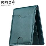 9651 Ultra-thin Two-fold RFID Anti-theft Genuine Leather Wallet For Men and Women(Blue)