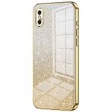 Voor iPhone X / XS Gradint Glitter Poeder Gegalvaniseerde Telefoonhoesje (Goud)