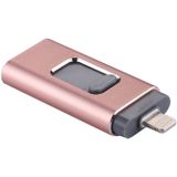 RQW-01B 3 in 1 USB 2.0 & 8 Pin & Micro USB 64GB Flash Drive  voor iPhone & iPad & iPod & meeste Android Smartphones & PC Computer (Rose goud)