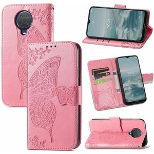 Voor Nokia 6.3 Butterfly Love Flower relif horizontale flip lederen tas met beugel / kaart slot / portemonnee / lanyard