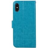 Voor iPhone X Crazy Horse textuur horizontaal flip lederen draagtas met houder & Card Slots & portemonnee & Foto Frame(Blue)