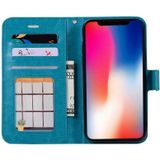 Voor iPhone X Crazy Horse textuur horizontaal flip lederen draagtas met houder & Card Slots & portemonnee & Foto Frame(Blue)