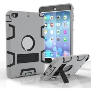 Voor iPad Mini 3 / 2 / 1 Schokbestendige PC + Siliconen beschermhoes  met houder(Grijs Zwart)