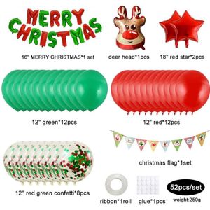 12 inch sequin mall decoratie ballon kerstset (rode en groene letters)