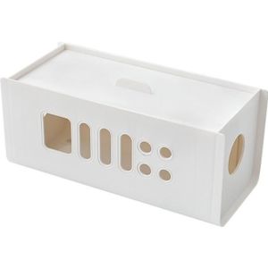XM009 Plastic Plug-in Elektrische Draad Opbergdoos Power Board Draad Clip Box Charger Storage Finishing Box (Ivory White)