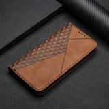 For Samsung Galaxy S20 FE Diamond Pattern Splicing Skin Feel Magnetic Horizontal Flip Leather Case with Card Slots & Holder & Wallet(Brown)