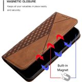 For Samsung Galaxy S20 FE Diamond Pattern Splicing Skin Feel Magnetic Horizontal Flip Leather Case with Card Slots & Holder & Wallet(Brown)