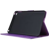 Voor iPad mini 4 ingedrukt bloemen vlinder patroon horizontale Flip PU lederen draagtas met magnetische Buckle & houder & Card Slots & Wallet(Purple)