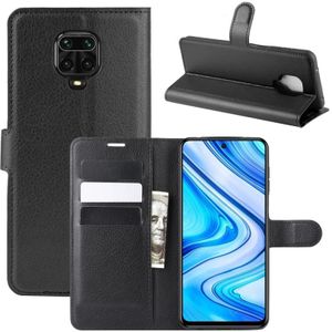 Voor Xiaomi Redmi Note 9 Pro/Note 9S/Note 9Pro Max Litchi Texture Horizontal Flip Protective Case with Holder & Card Slots & Wallet(Black)