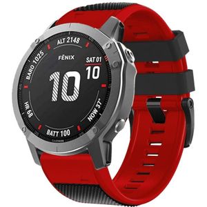 Voor Garmin Fenix 7 Pro 22 mm schroefgesp diamant textuur twee kleuren siliconen horlogeband (zwart + rood)