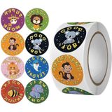 2 stks Kleuterschool Kinderen Cartoon Dier Stickers Gift Verpakking Zak Afdichtingstickers  Grootte: 25mm 500 / Rollen (C16)