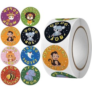 2 stks Kleuterschool Kinderen Cartoon Dier Stickers Gift Verpakking Zak Afdichtingstickers  Grootte: 25mm 500 / Rollen (C16)
