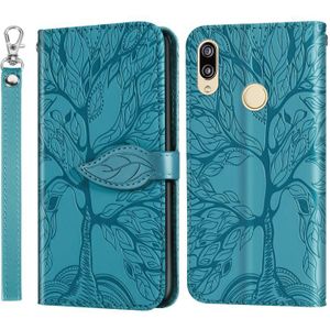 Voor Huawei P20 Lite Life of Tree Embossing Pattern Horizontale Flip Lederen Case met Holder & Card Slot & Wallet & Photo Frame & Lanyard(Blauw)