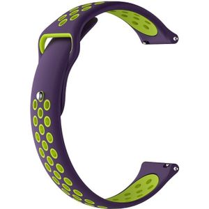 Voor Garmin Fenix Chronos tweekleuren vervangende polsband watchband (Purple Lime)