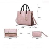3 in 1 lederen vrouwen grote tassen schoudertas messenger bag portemonnee (roze)