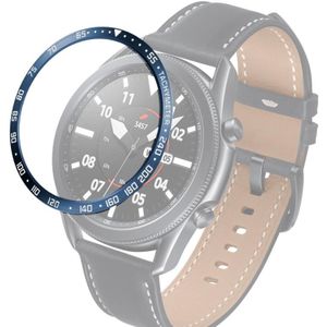 Voor Samsung Galaxy Watch 3 45mm Smart Watch Steel Bezel Ring  E-versie (Blauwe Ring Witte Letter)