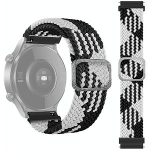 Voor Samsung Galaxy Watch 3 41mm verstelbare nylon gevlochten elasticiteitsvervanging riem horlogeband (zwart wit)