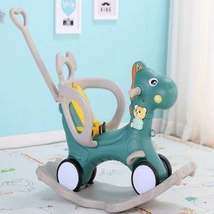 Baby schommelstoel baby schommelpaard houten multifunctionele muzikale rit op speelgoed (groen)