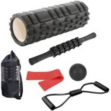 33cm 6 stks/set EVA Holle Schuim Roller Spier Ontspanning Roller Yoga Kolom Set Fitness Apparatuur (Zwart)