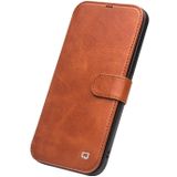 QIALINO Business Magnetic Horizontal Flip Leather Case met Kaartslots & Portemonnee Voor iPhone 12 / 12 Pro (Lichtbruin)