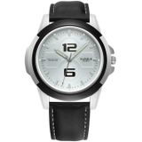Yazole 418 sport horloge casual mode lichtgevende mannen quartz horloge (witte lade zwarte riem)
