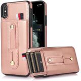 Polsband Standstand Wallet Lederen telefoonhoesje voor iPhone X / XS (Rose Gold)