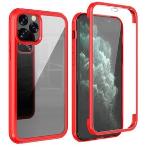 Dubbelzijdige plastic glazen beschermhoes voor iPhone 11 Pro Max(Rood)