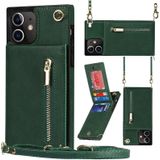 Cross-Body Rits Square TPU + PU Back Cover Case met Houder & Card Slots & Portemonnee & Strap voor iPhone 12/12 Pro