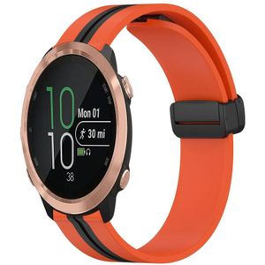 Voor Garmin Forerunner 645 Muziek 20mm Opvouwbare magnetische sluiting siliconen horlogeband (oranje + zwart)