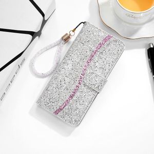 Voor Samsung Galaxy S30 Glitter Powder Horizontale Flip Lederen case met kaartslots & houder & lanyard(zilver)