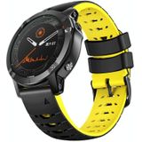 Voor Garmin Fenix 7 22 mm trapeziumvormige siliconen horlogeband met snelsluiting (zwart geel)