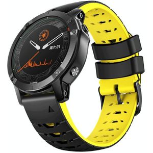 Voor Garmin Fenix 7 22 mm trapeziumvormige siliconen horlogeband met snelsluiting (zwart geel)