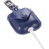 PU lederen draadloze Bluetooth oortelefoon beschermende case voor Apple AirPods 1/2  met metalen gesp (blauw)