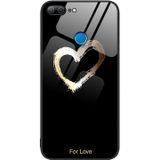 Voor Honor 9 Lite kleurrijke geschilderde glazen telefoonhoes (Black Love)