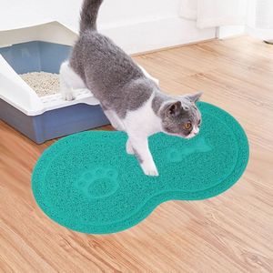 Mooie PVC Cat Litter Mat Acht-vormige Anti-skid Placemat Pet Supplies (Lake Blue)